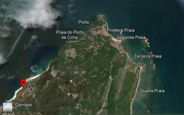 Mapa de Localização da Pousada BoraBora na Gamboa - Morro de São Paulo